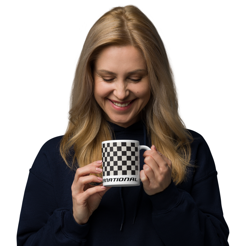 Coffee Mug 11oz 15oz 20oz Braniff Alexander Girard End of the Plain Plane EOTPP Black and White Check