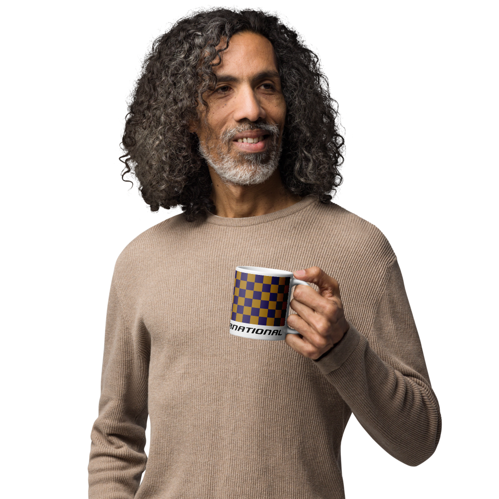 Coffee Mug 11oz 15oz 20oz Braniff Alexander Girard Design End of the Plain Plane EOTPP Purple Ochre Check