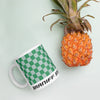 Coffee Mug 11oz 15oz 20oz Braniff Alexander Girard End of the Plain Plane EOTPP Green and White Check