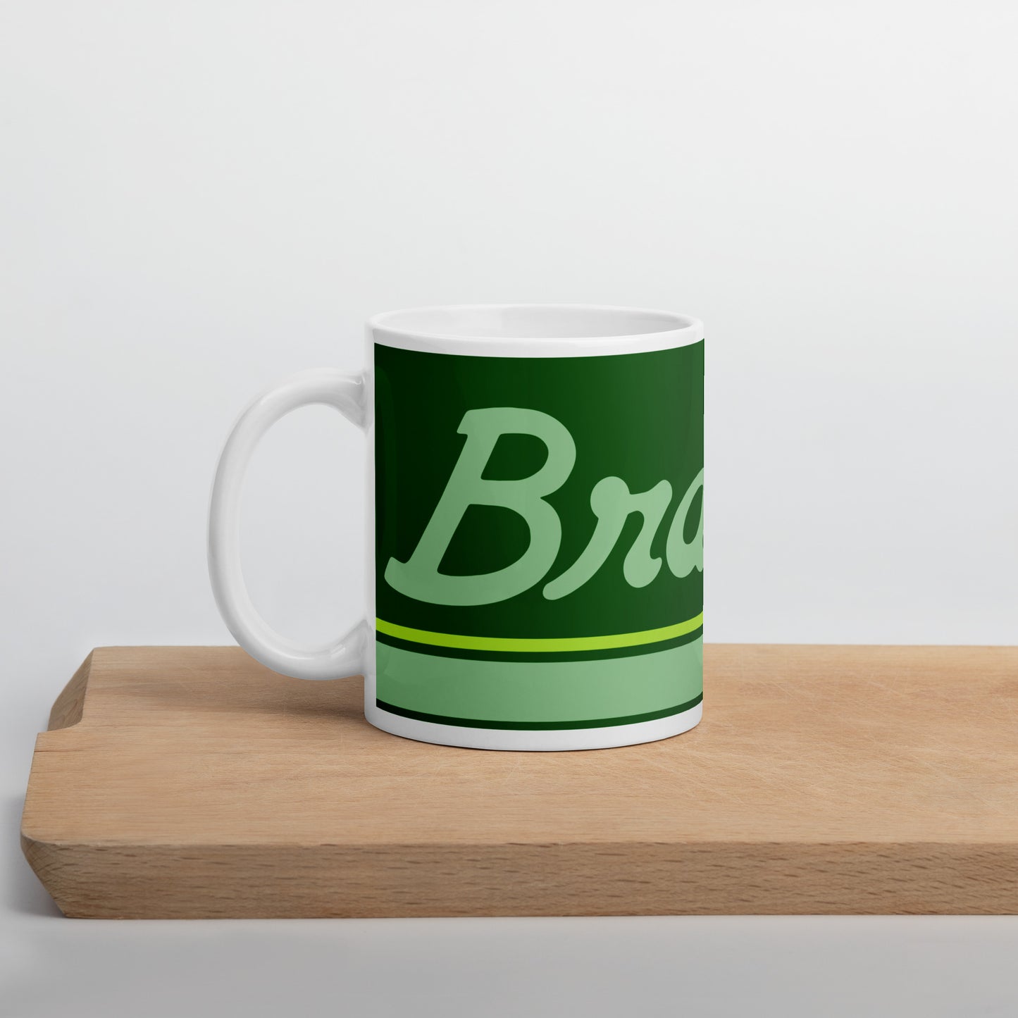 Coffee Mug 11 oz Braniff Halston Design Perseus Green Ultra with Power Paint Stripes 1978