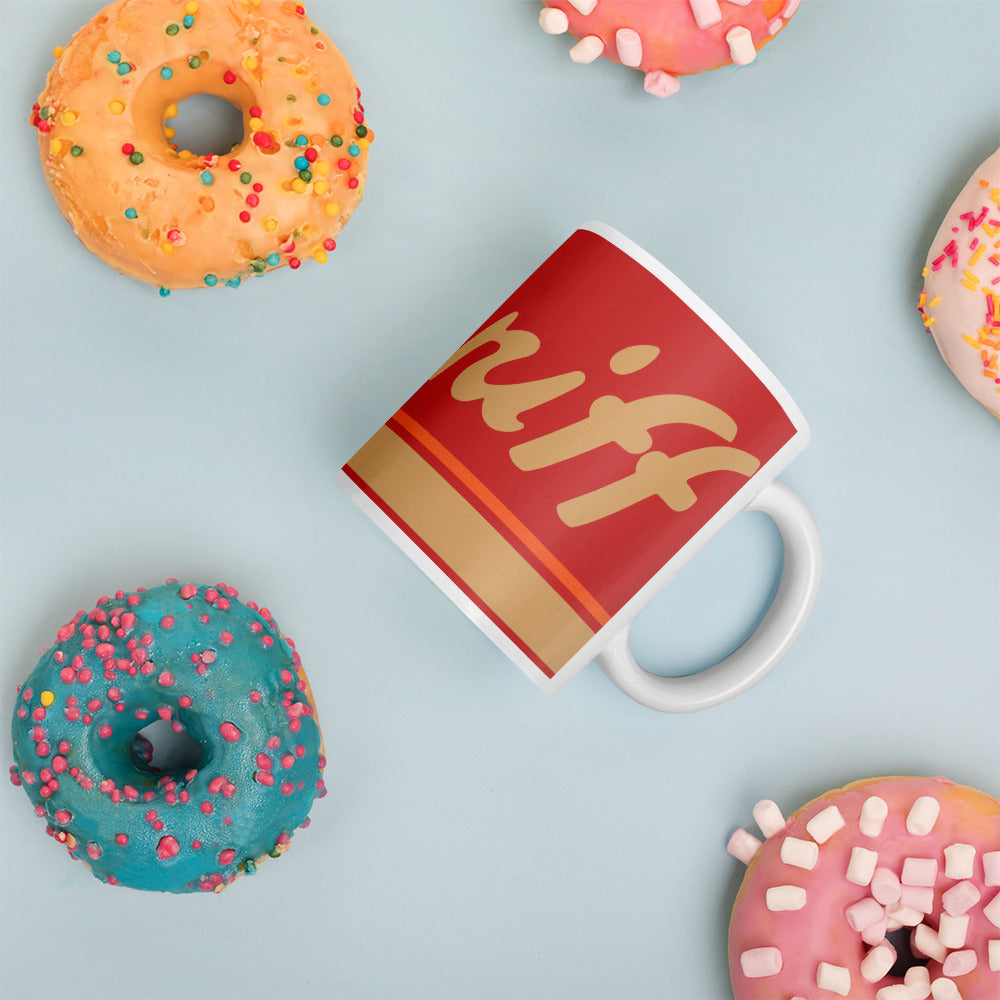 Coffee Mug 11 oz Braniff Halston Design Terra Cotta Ultra with Power Paint Stripes 1978