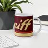 Coffee Mug 11 oz Braniff Halston Design Burgundy Ultra with Power Paint Stripes 1978