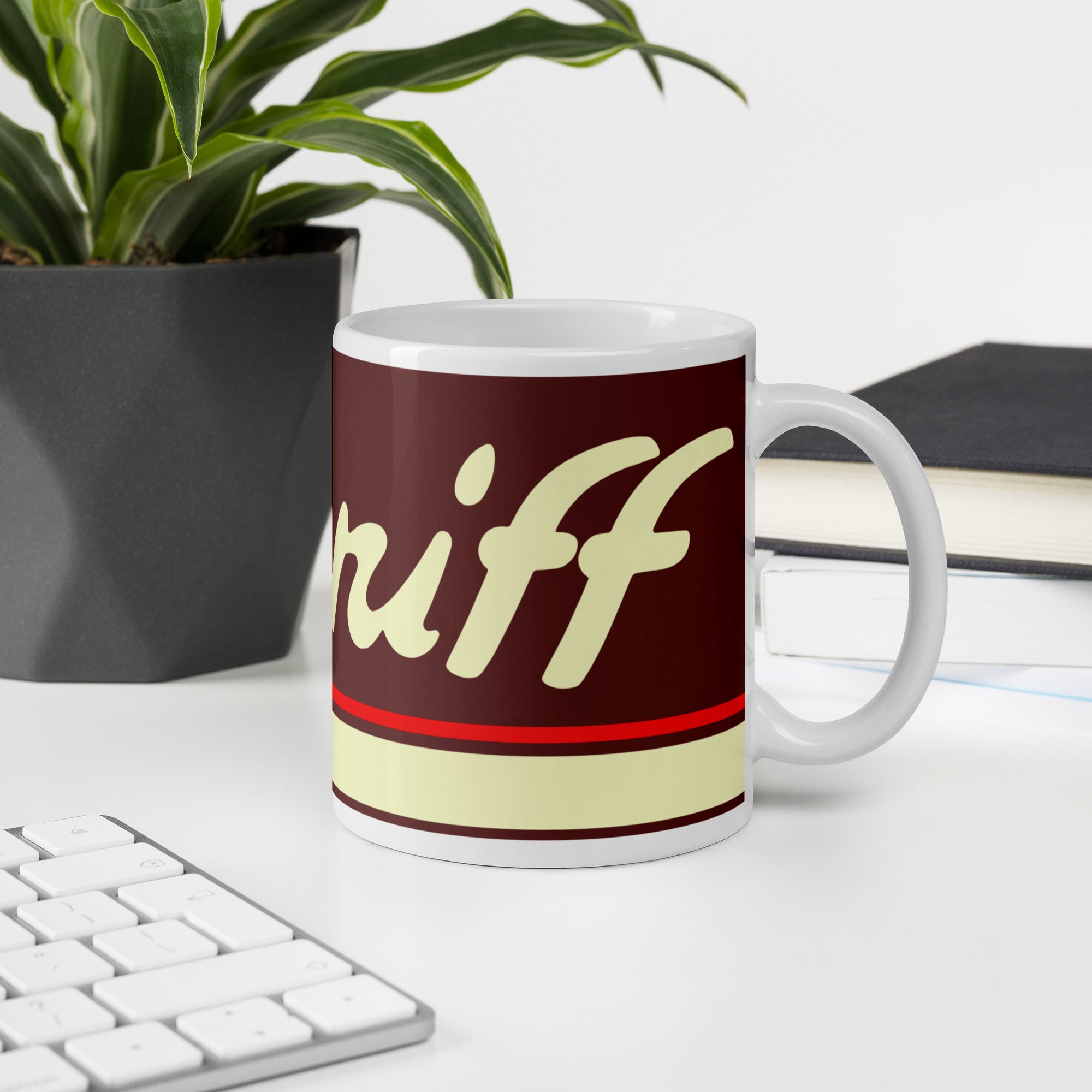 Braniff Halston Design Coffee Mug - 11 oz Chocolate Brown with