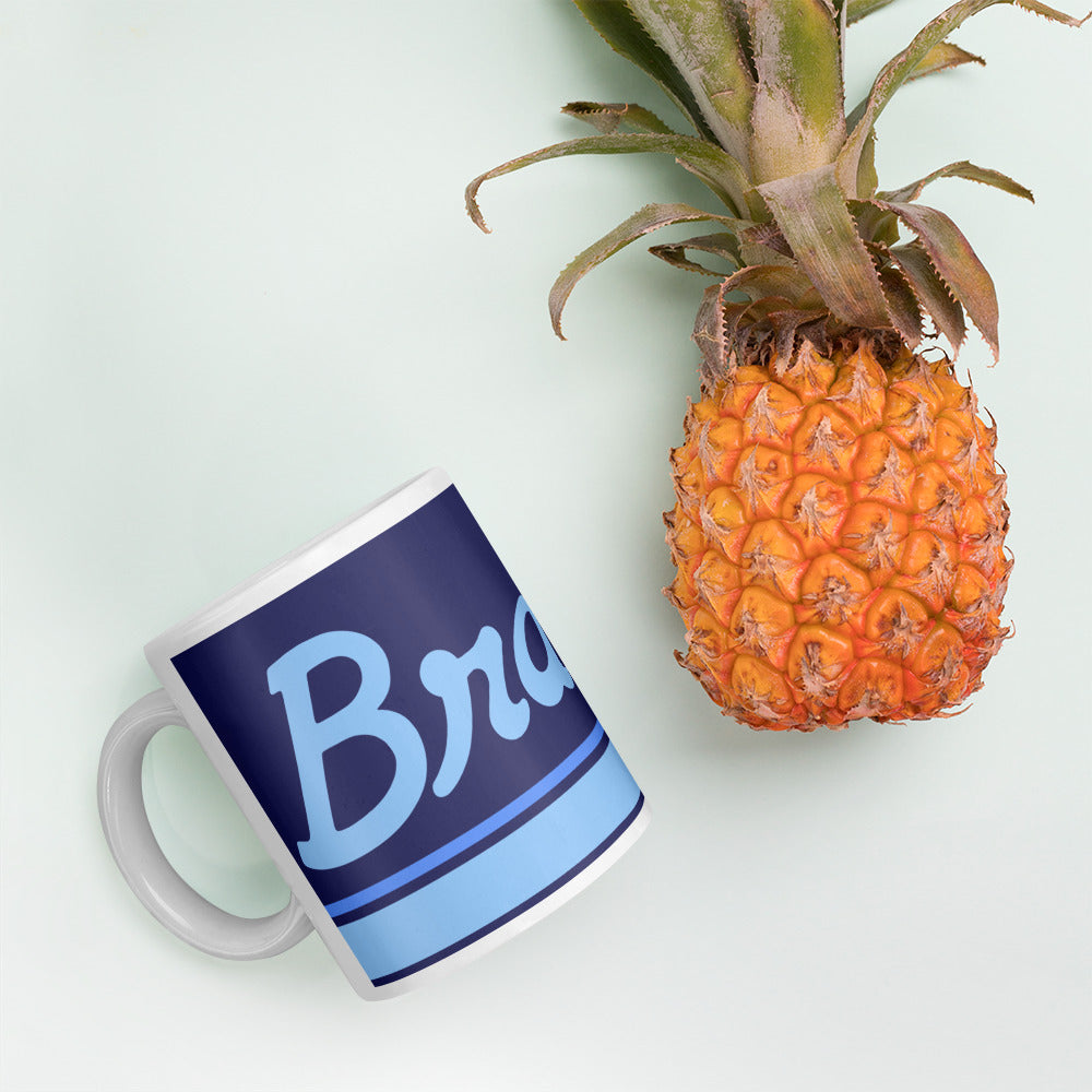 Coffee Mug 11 oz Braniff Halston Design Mercury Blue Ultra with Power Paint Stripes 1978