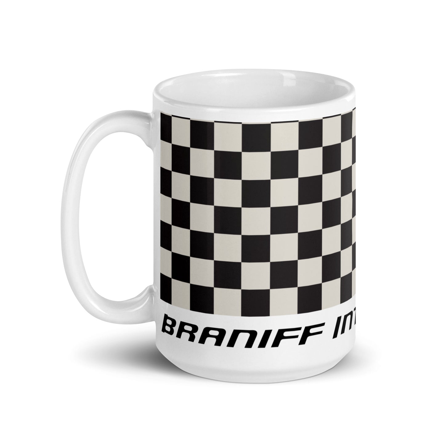 Coffee Mug 11oz 15oz 20oz Braniff Alexander Girard End of the Plain Plane EOTPP Black and White Check