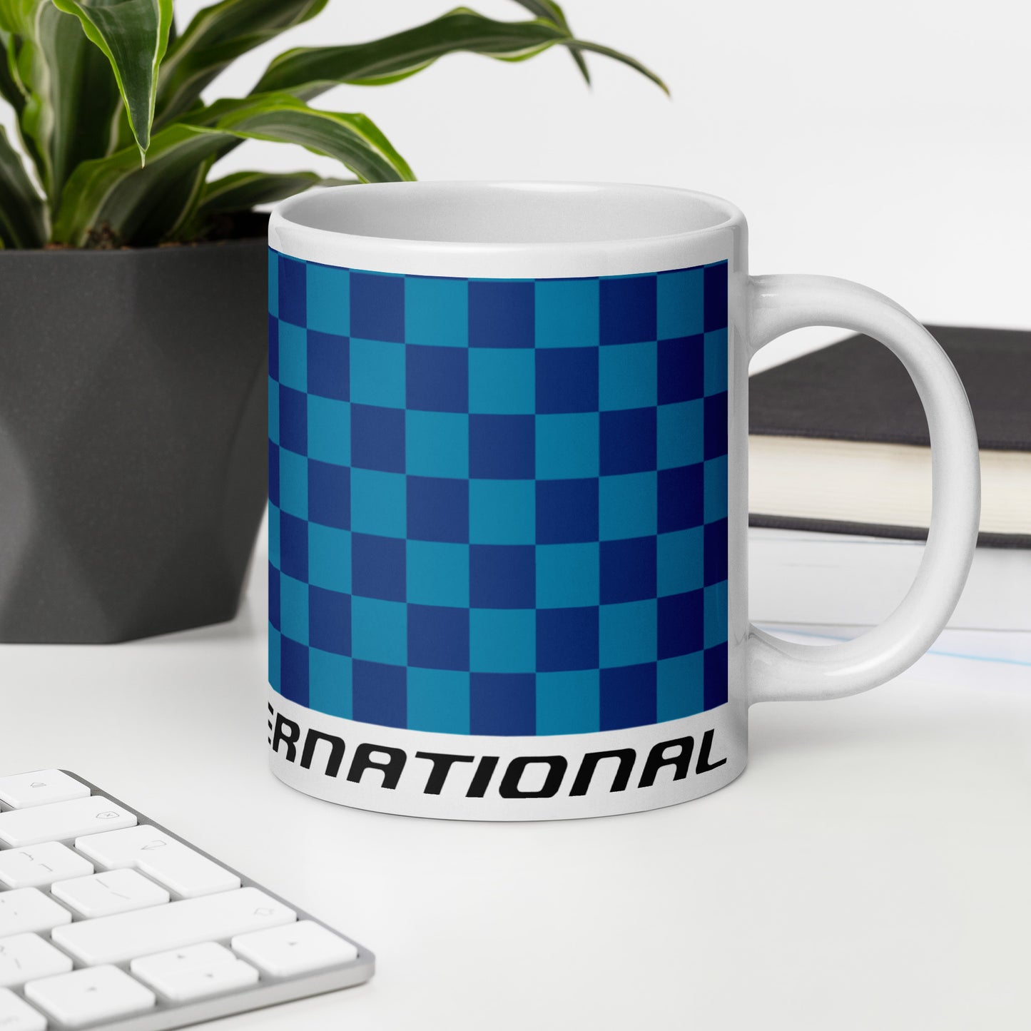 Coffee Mug 11oz 15oz 20oz Braniff Alexander Girard End of the Plain Plane EOTPP Blue Light Blue Check