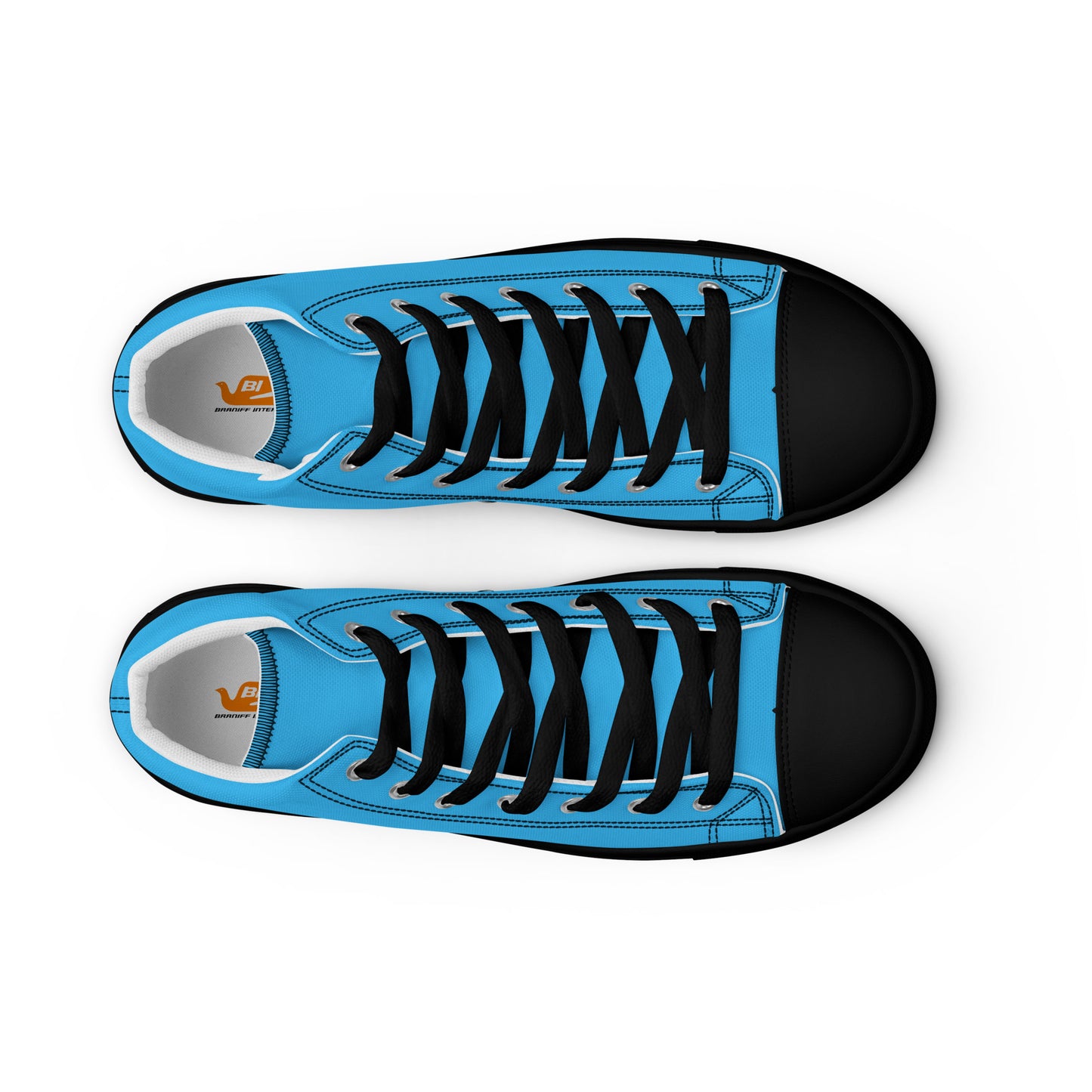Braniff Sky High Top Canvas Shoes Womens BI Logo End of the Plain Plane 1965 New Medium Blue ONLY Available in Certain Countries See List Below