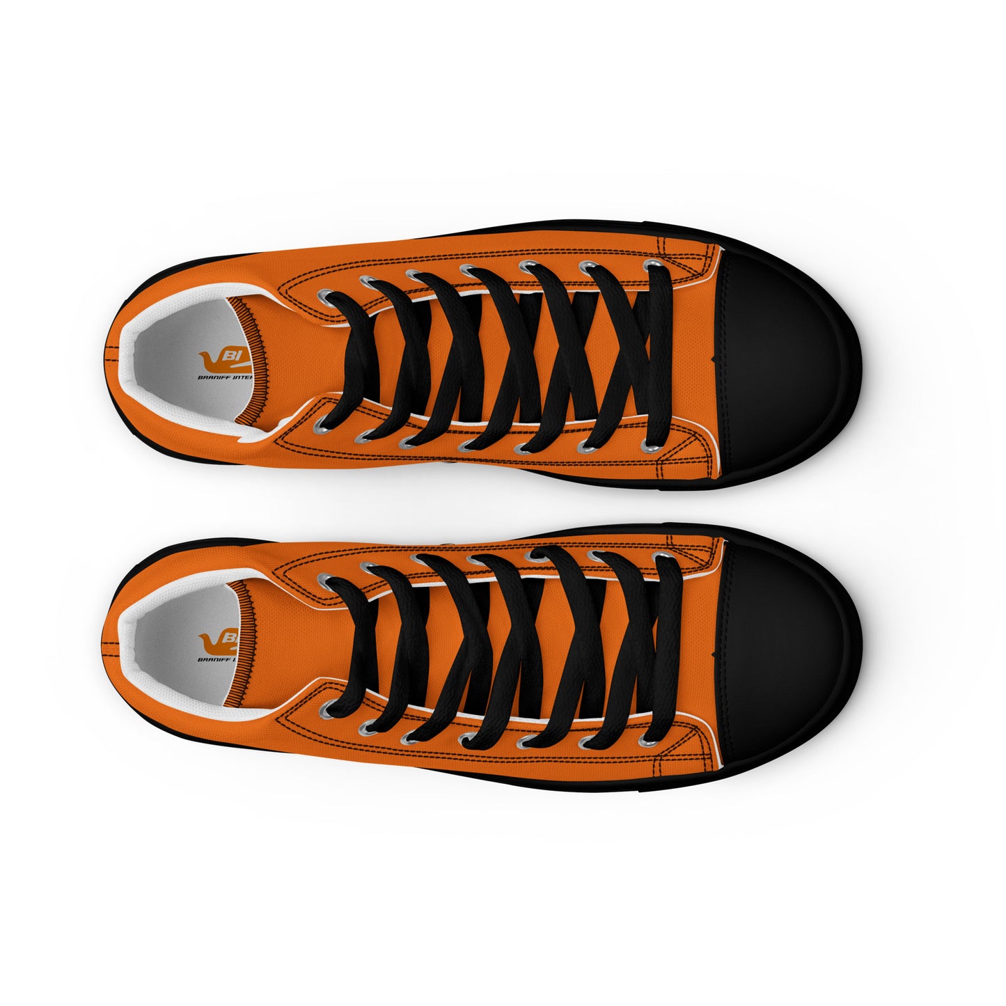 Braniff Sky High Top Canvas Shoes Womens BI Logo End of the Plain Plane 1965 Orange ONLY Available in Certain Countries See List Below