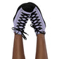 Braniff Sky High Top Canvas Shoes Womens BI Logo End of the Plain Plane 1965 Periwinkle Blue Lavender ONLY Available in Certain Countries See List Below