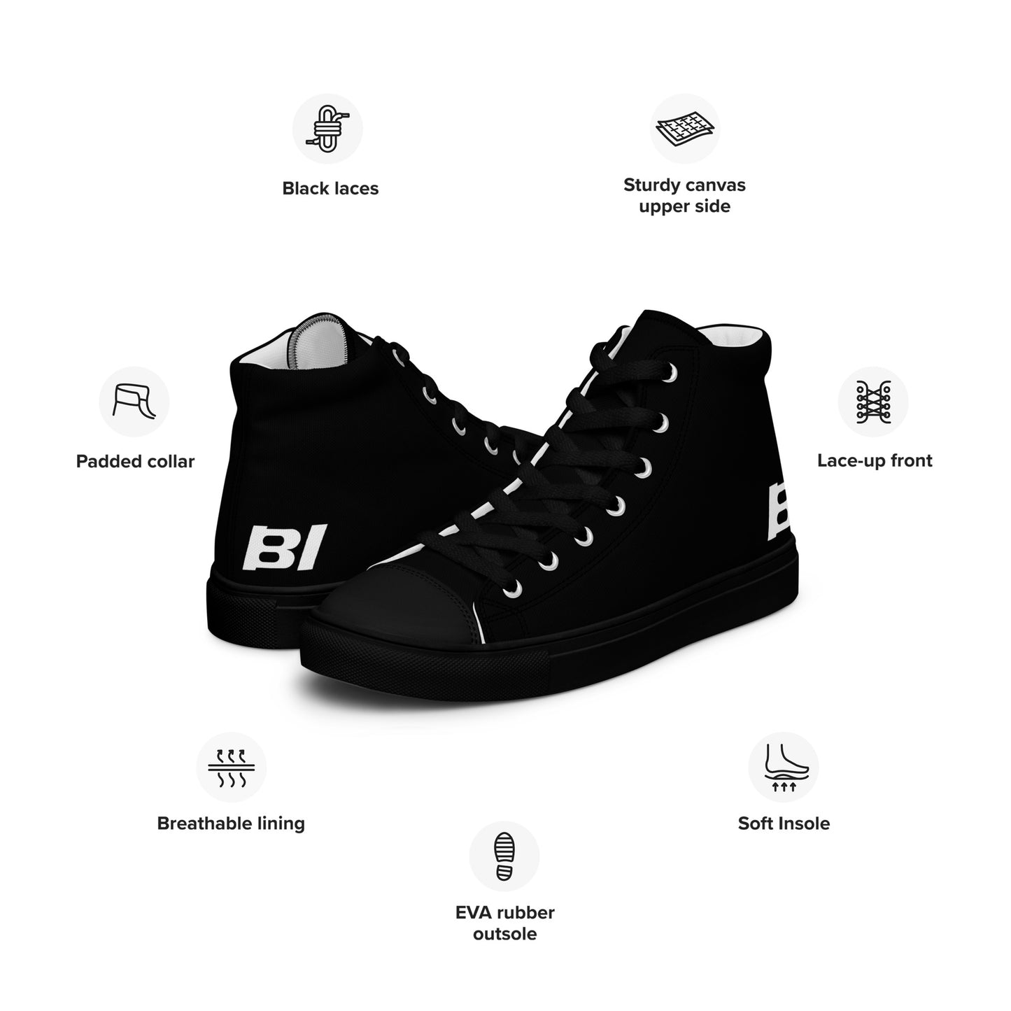 Braniff Sky High Top Canvas Shoes Womens BI Logo End of the Plain Plane 1965 Black ONLY Available in Certain Countries See List Below