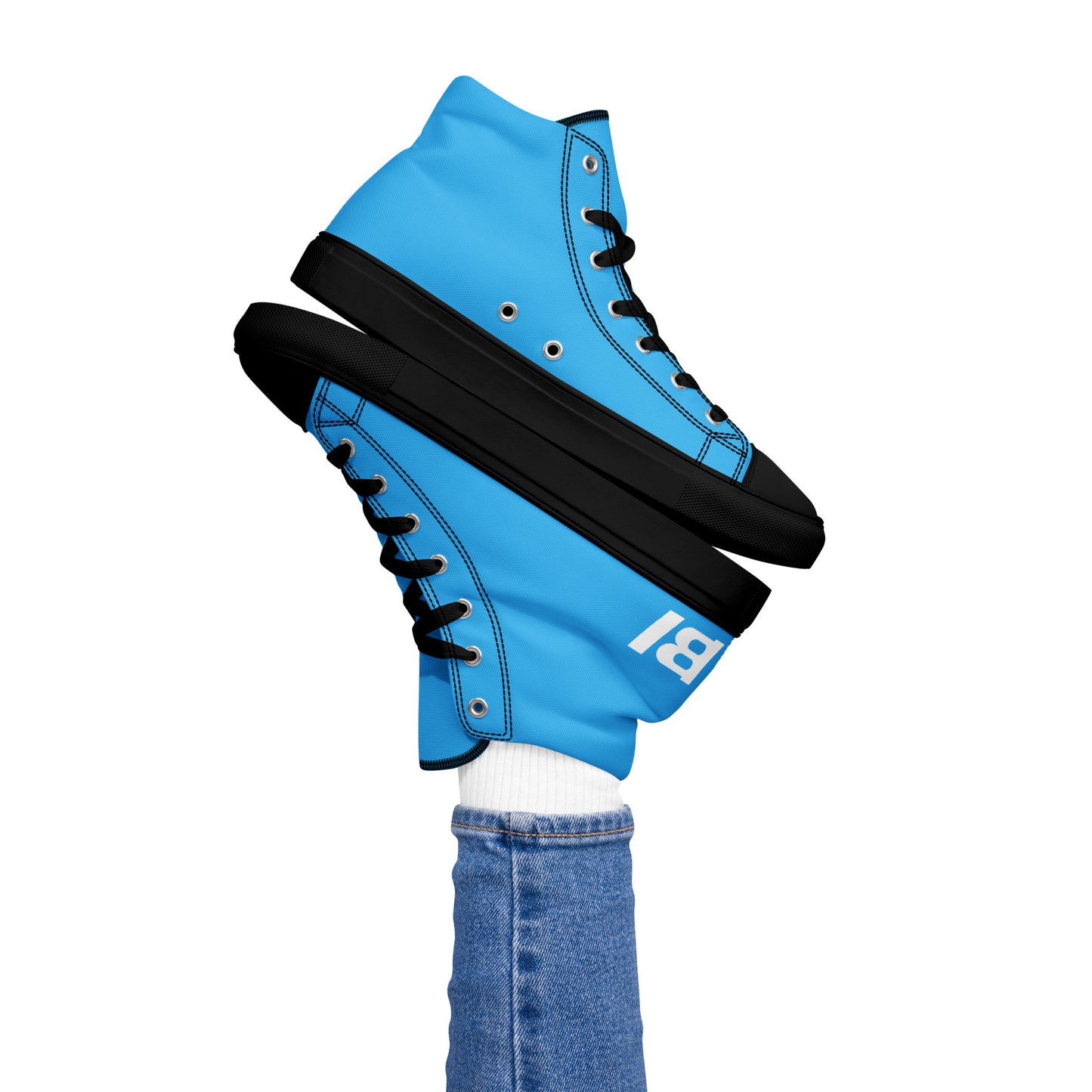 Braniff Sky High Top Canvas Shoes Womens BI Logo End of the Plain Plane 1965 New Medium Blue ONLY Available in Certain Countries See List Below