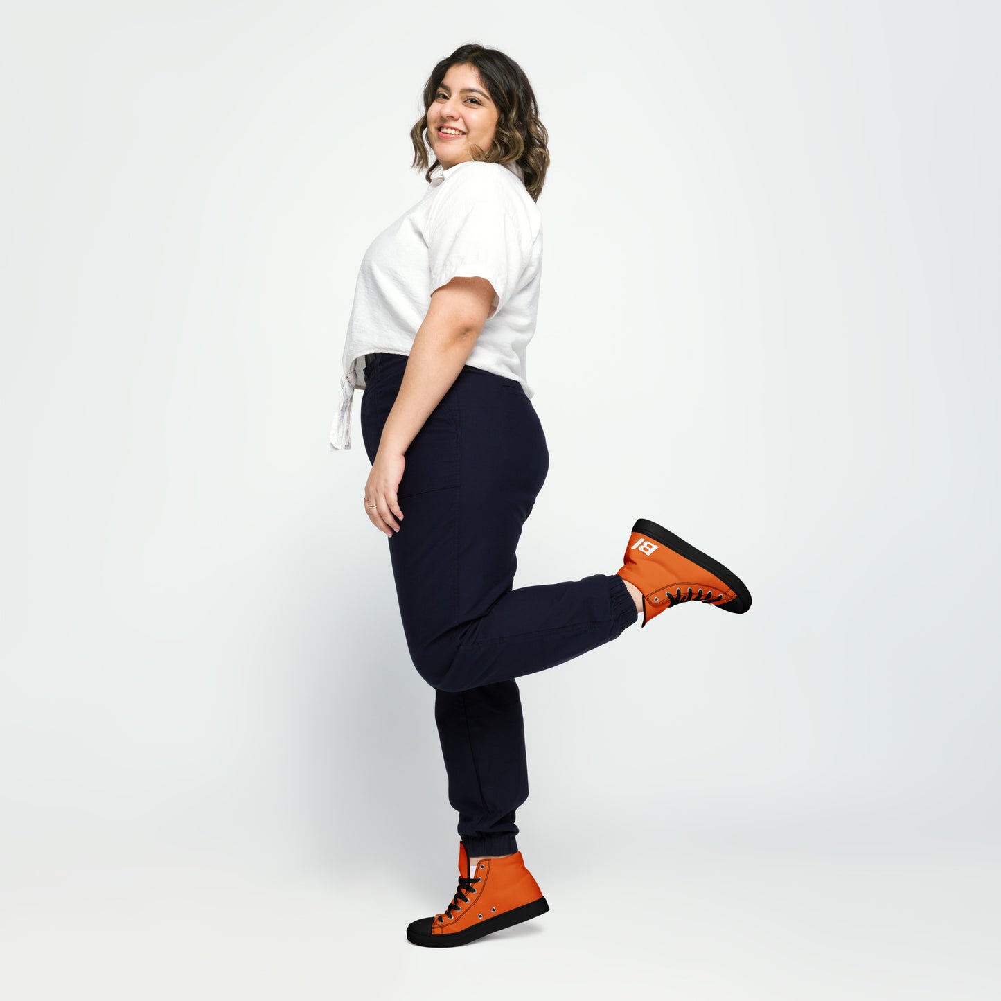 Braniff Sky High Top Canvas Shoes Womens BI Logo End of the Plain Plane 1965 Orange ONLY Available in Certain Countries See List Below