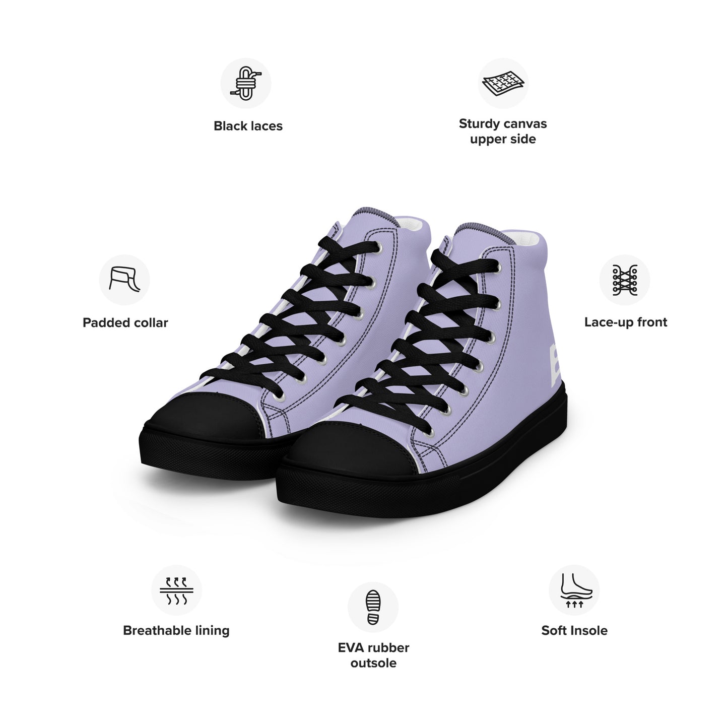 Braniff Sky High Top Canvas Shoes Womens BI Logo End of the Plain Plane 1965 Periwinkle Blue Lavender ONLY Available in Certain Countries See List Below