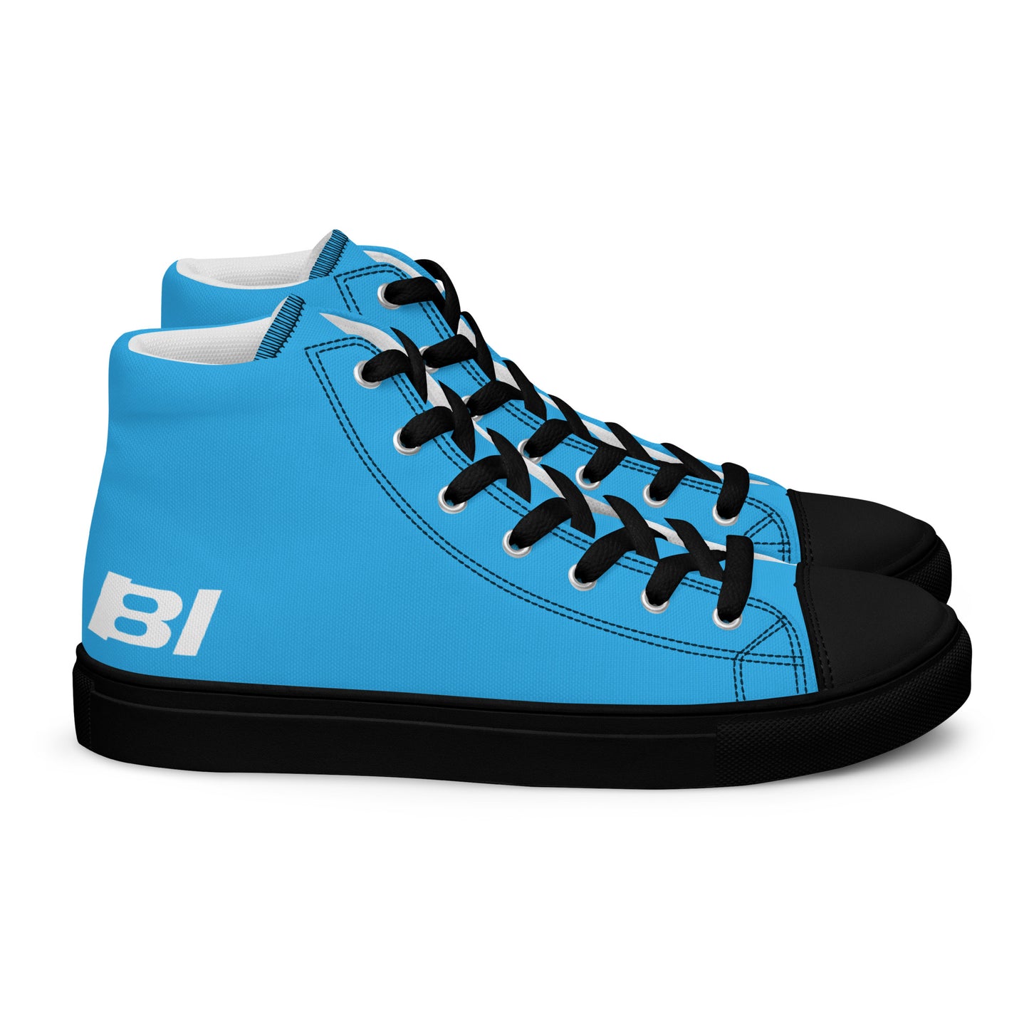 Braniff Sky High Top Canvas Shoes Womens BI Logo End of the Plain Plane 1965 New Medium Blue ONLY Available in Certain Countries See List Below
