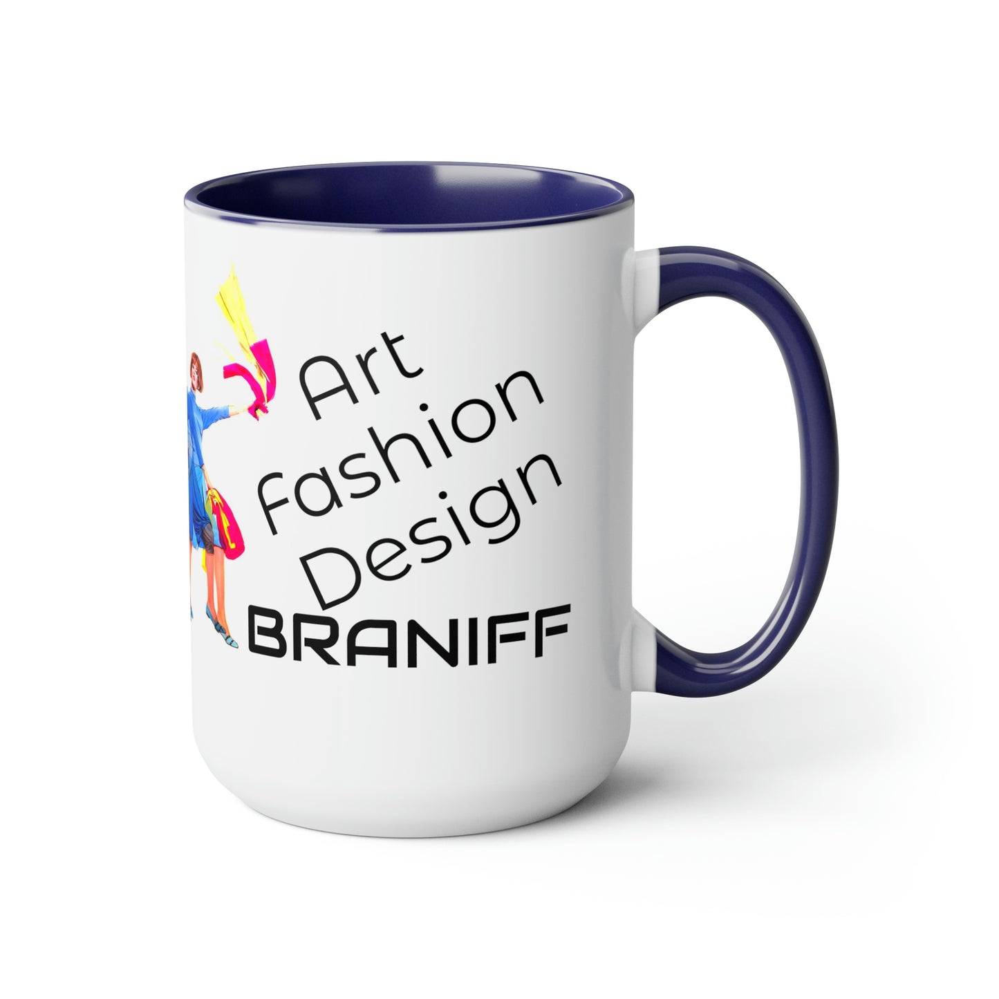 Coffee Mug 11 oz Braniff Air Strip I at 35000 Feet with Blue Interior