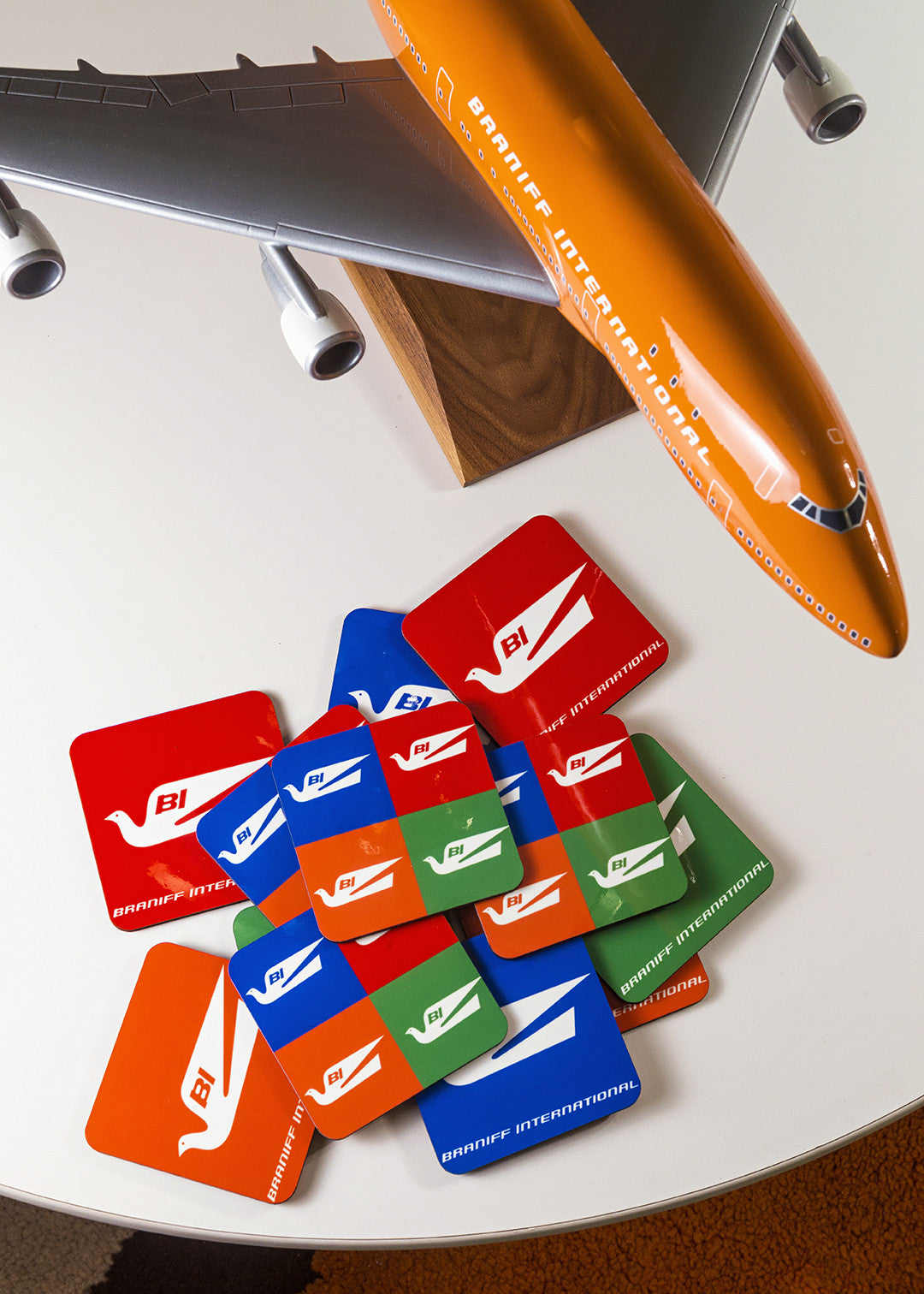 Drink Coaster Braniff Bluebird Alexander Girard Multi Color Set of 6