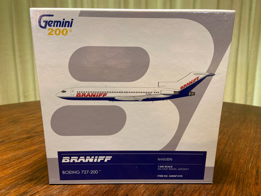 BRAND NEW!! Airplane Model Braniff Inc Boeing 727-227 1/200 Scale