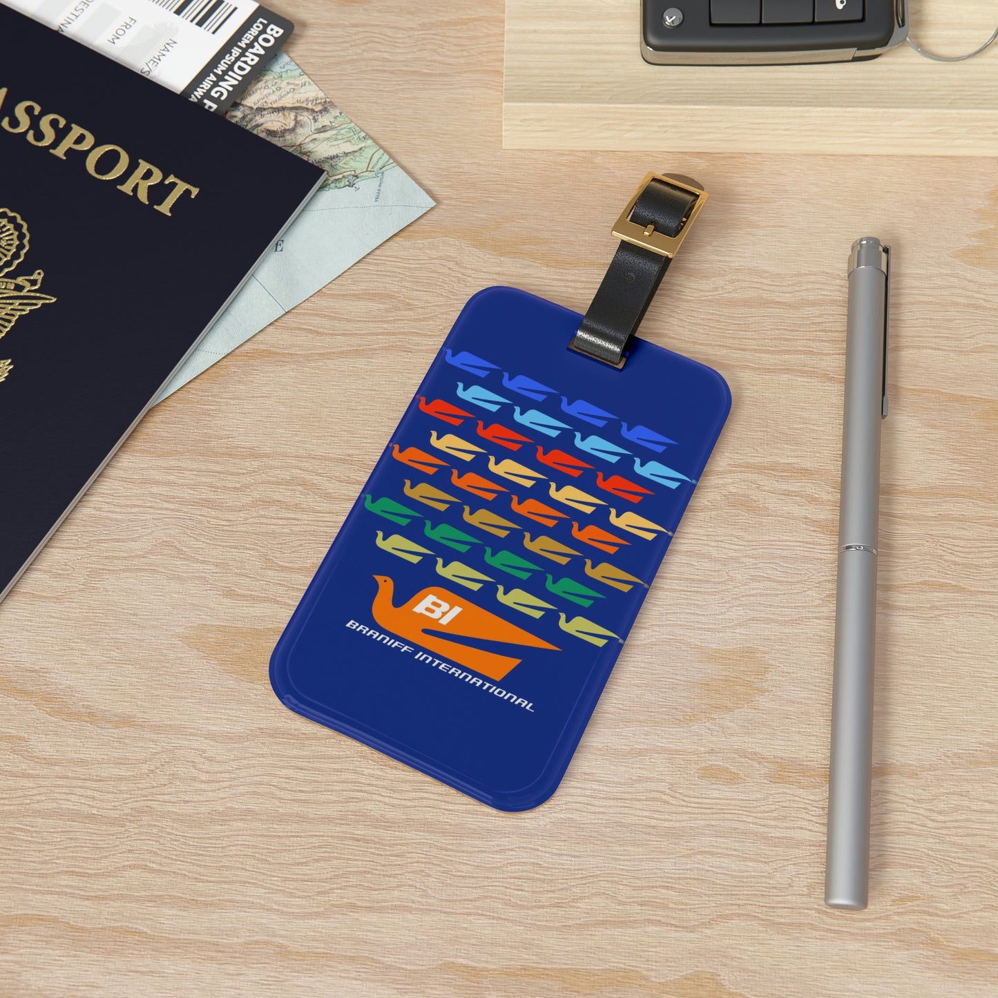 Braniff Ultra Space Jet Luggage Suitcase Tag Alexander Girard Braniff Design Bluebird of Happiness
