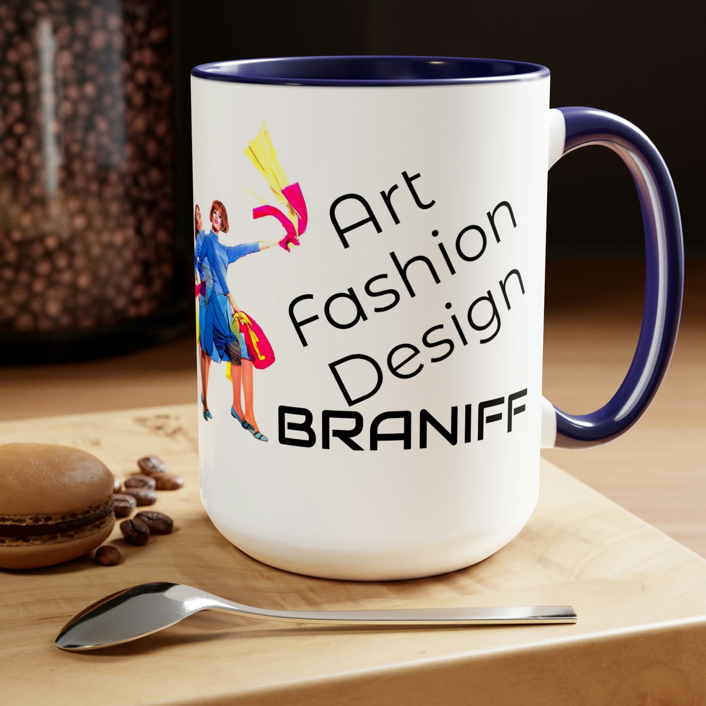 Coffee Mug 11 oz Braniff Air Strip I at 35000 Feet with Blue Interior
