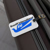 Luggage Tag Personalized BIuebird Braniff Alexander Girard Design BI Script Blue Black