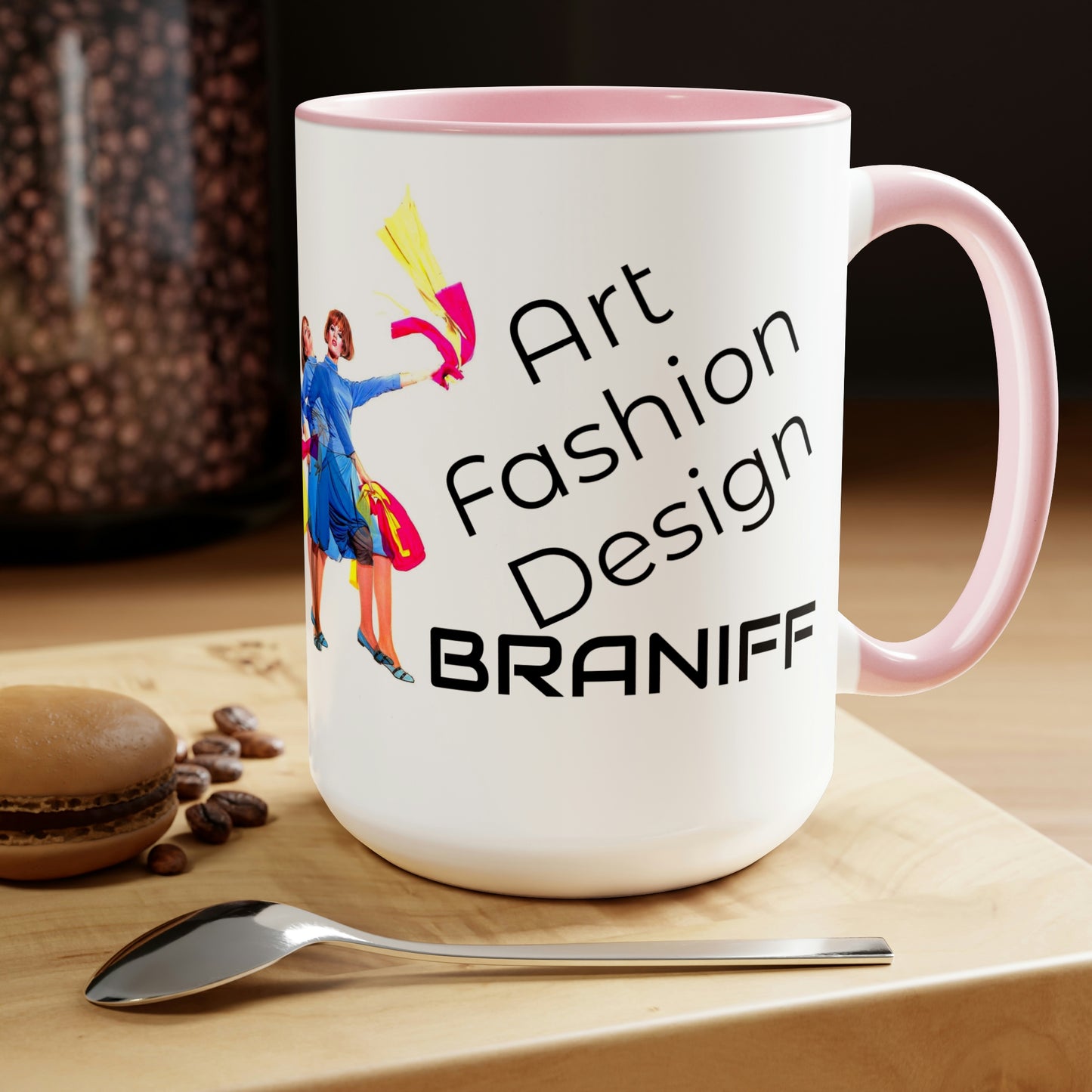 Coffee Mug 11 oz Braniff Air Strip I at 35000 Feet with Blue Interior