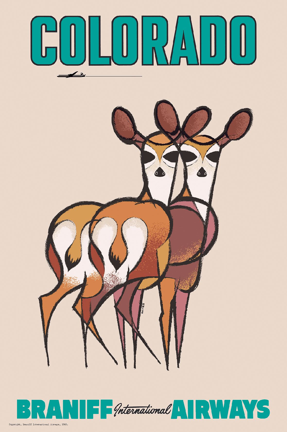 Colorado, Braniff International Airways, 1960s [Deer] [Acqua] - Museum Grade Limited Edition