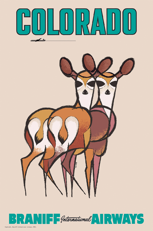 Colorado, Braniff International Airways, 1960s [Deer] [Acqua] - Museum Grade Limited Edition