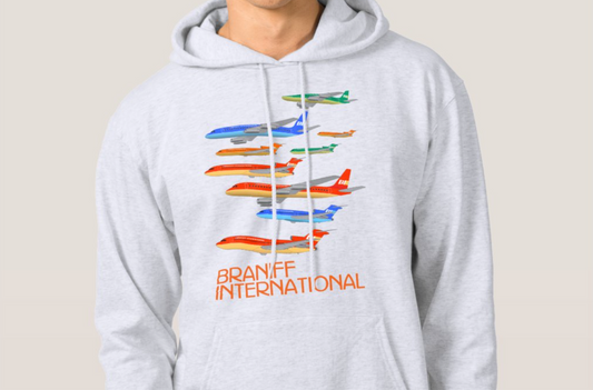 Hoodie Sweatshirt Braniff Boeing 727 and McDonnell Douglas DC-8 Two Tone Fleet