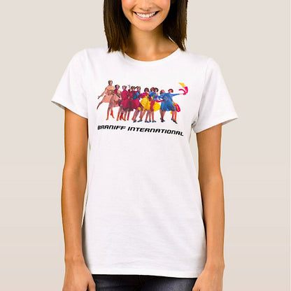 T-Shirt Women's Short Sleeve White Braniff International Inflight Fashion Show Gemini IV Pucci Design