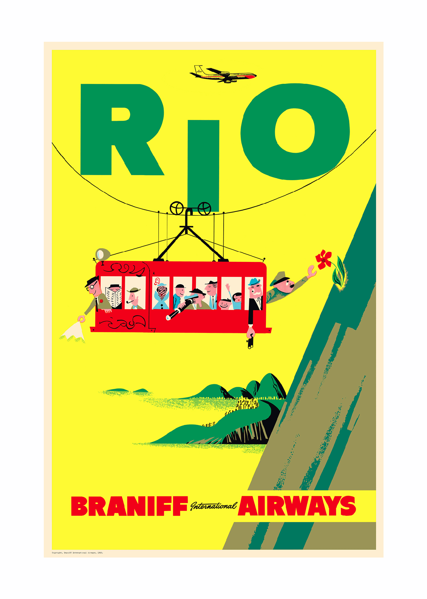 Rio, Braniff International Airways, 1960s [Cable car] [Yellow-red] - Premium Open Edition