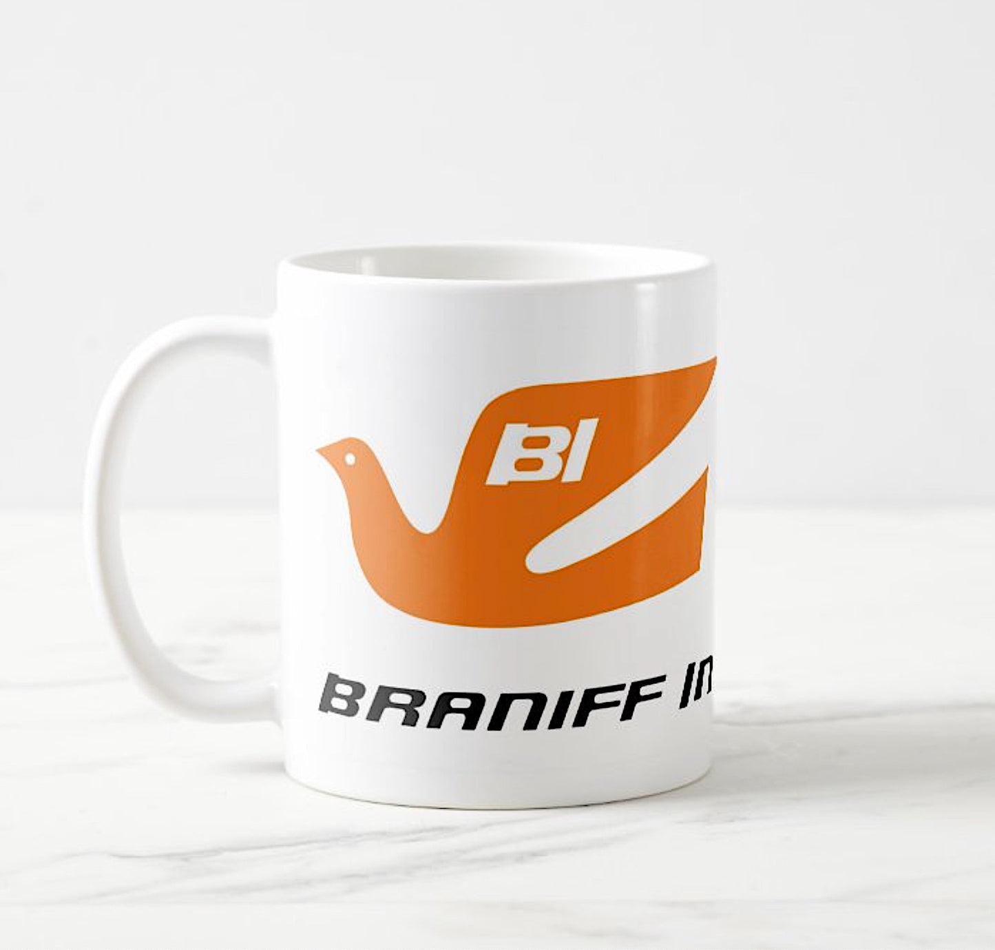 Coffee Mug 11 oz Braniff Alexander Girard Original Bluebird of Happiness Design Orange