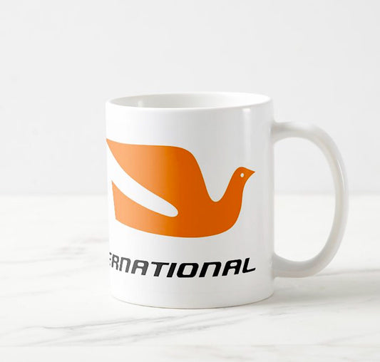 Coffee Mug 11 oz Braniff Alexander Girard Original Bluebird of Happiness Design Orange