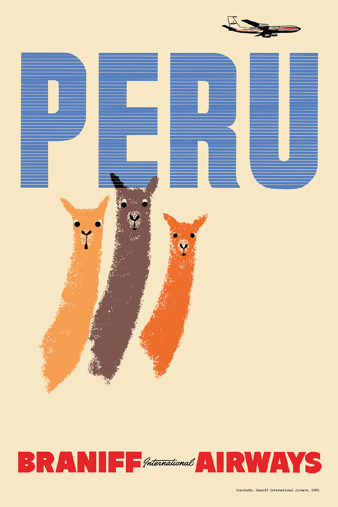 Peru, Braniff International Airways, 1950s [Llamas] - Premium Open Edition