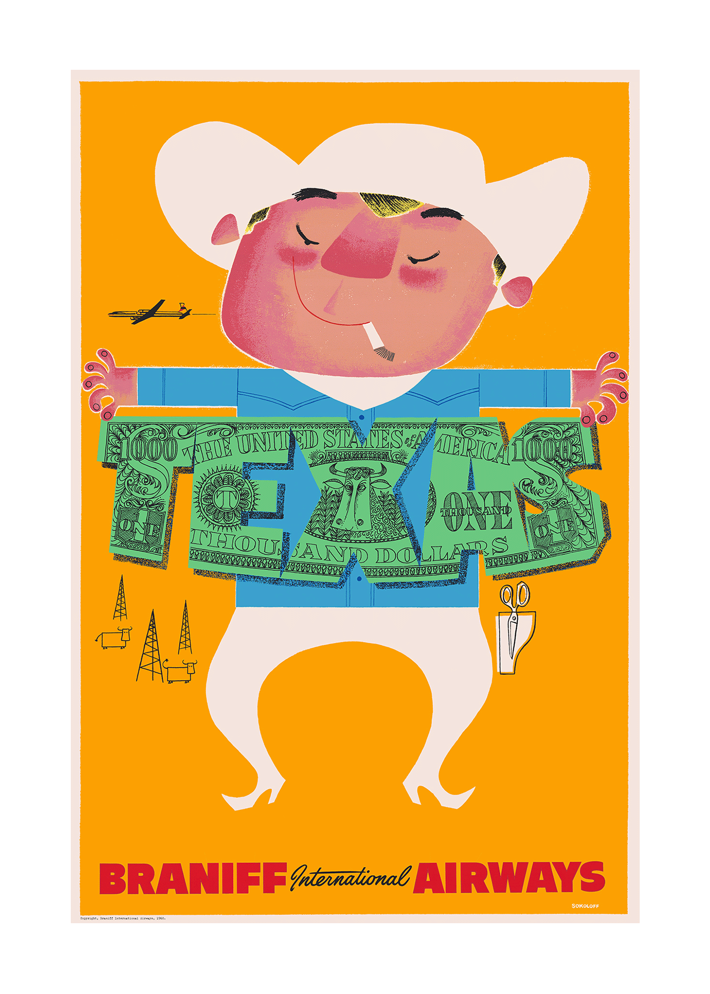 Texas, Braniff International Airways, 1960s [Dollar Cowboy] - Premium Open Edition
