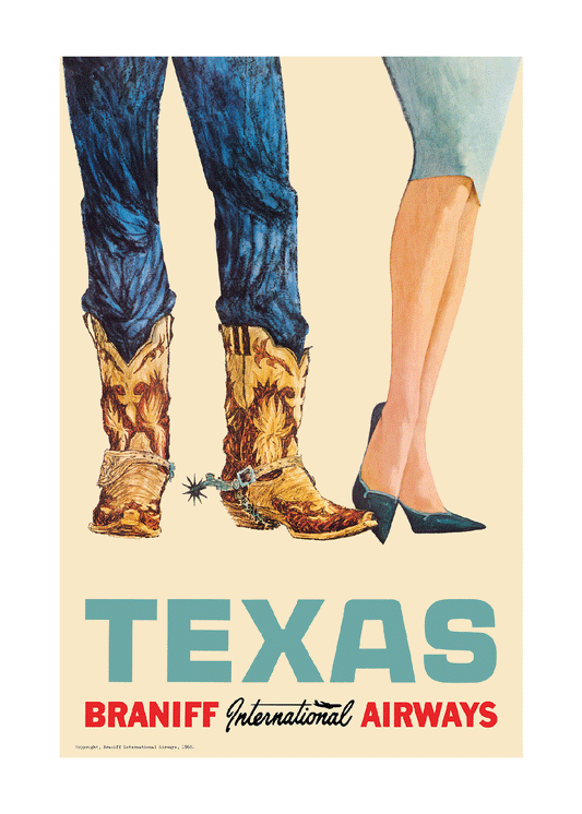 Texas, Braniff International Airways, 1960s [Cowboy boots] - Premium Open Edition
