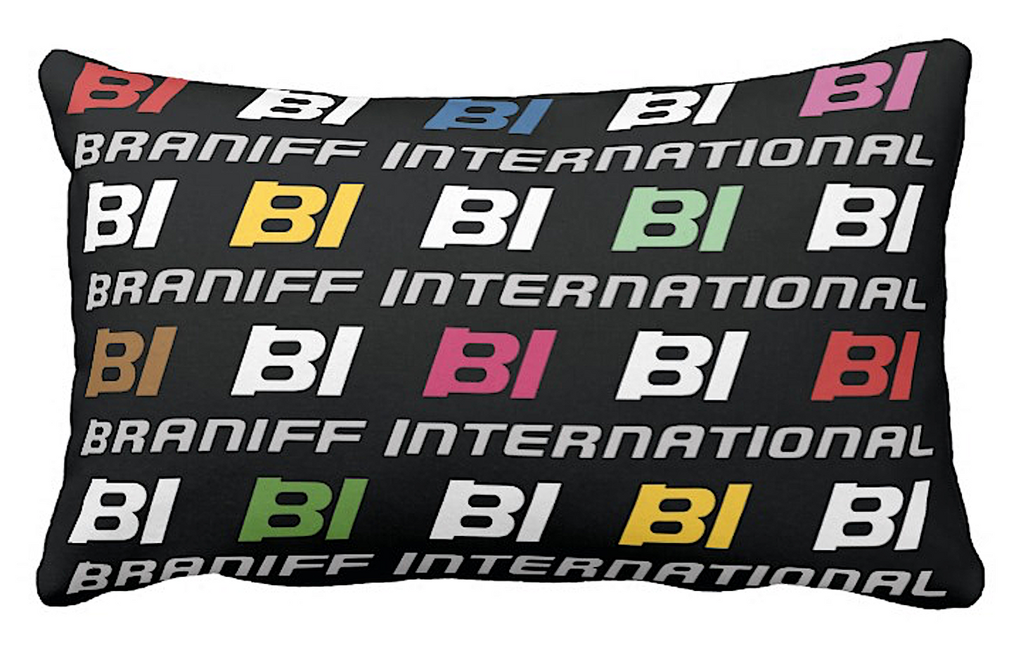 Pillow or Lumbar Bar Pillow Braniff Alexander Girard Design BI Logo Multi Color Black