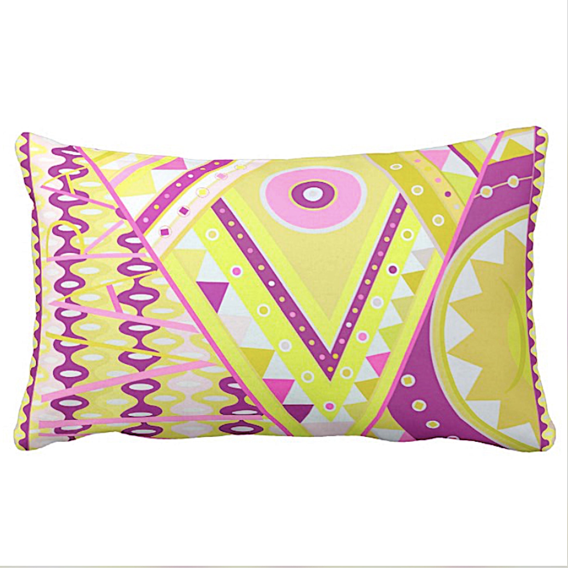 Lumbar Bar Pillow - Vivara Yellow Plum Pink Pillows - BI 1968 Pucci Vivara Collection Pillows - Braniff Boutique