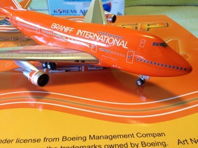 BRAND NEW!! Airplane Model Braniff International Boeing 747SP-27 Orange Ultra 1/200 Scale