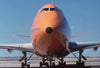 Poster Braniff International Boeing 747 at DFW Front View