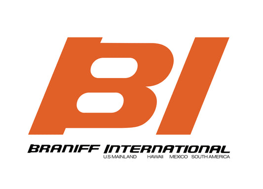 Poster or Banner Braniff BI Countries Served Orange Black