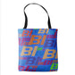 Braniff Tote Bag - Bl with Multi Blue Tote Bag - Braniff Logo All Over Print - Braniff Boutique