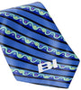 Braniff Men's Blue Necktie - BI Corrected Pucci Blue 1972 Tie Rolled View - Pucci Design Place Blue Collection - Braniff Boutique