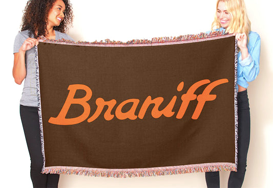 Throw Blanket Braniff Billboard Ultra Orange and Brown