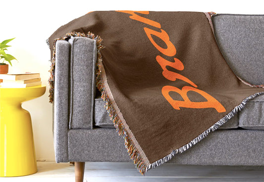 Throw Blanket Braniff Billboard Ultra Orange and Brown