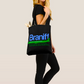 Braniff Tote Bag - DC-8 Blue and Green on Black Tote Bag - Braniff Logo All Over Print - Braniff Boutique