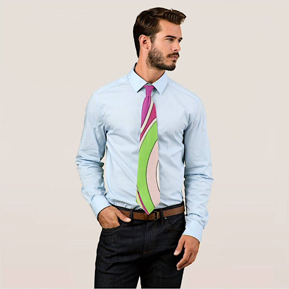 Braniff Men's Swirl Necktie - BI Pucci 1971 Pant Dress Collection Necktie Model - Place Pant Dress - Braniff Boutique