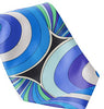 Men Swirl Blue Necktie - BI Pucci 1972 Blue Ground Uniform Tie Rolled - Braniff Pucci Design - Braniff Boutique