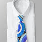 Men Swirl Blue Necktie - BI Pucci 1972 Blue Ground Uniform Tie Shirted - Braniff Pucci Design - Braniff Boutique