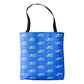 Braniff Tote Bag Bluebird Multi Blue - Braniff Logo All Over Print - Braniff Boutique
