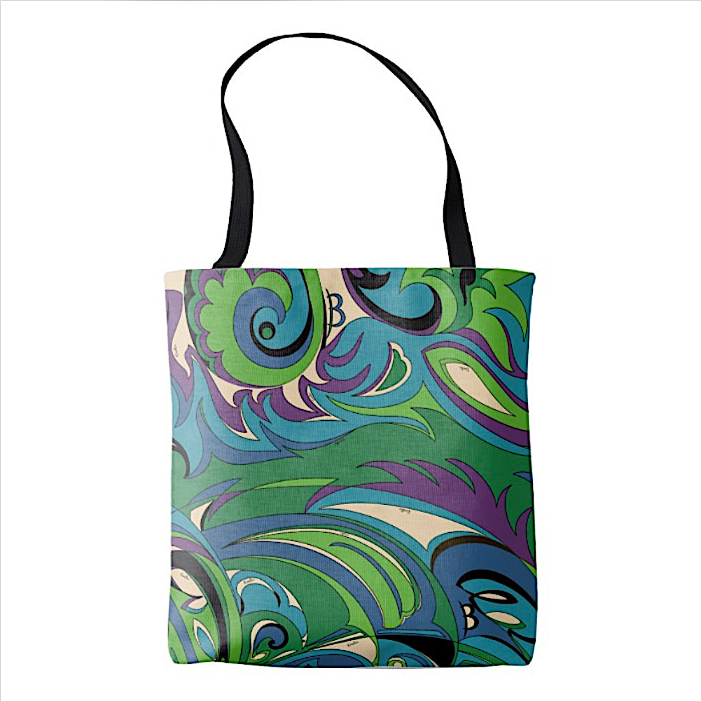 Braniff Tote Bag Turquoise Green - Braniff Logo All Over Print - Braniff Boutique
